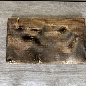 Vintage Whiting & Davis Copper Mesh Zipper Clutch Makeup or Travel Pouch Glam
